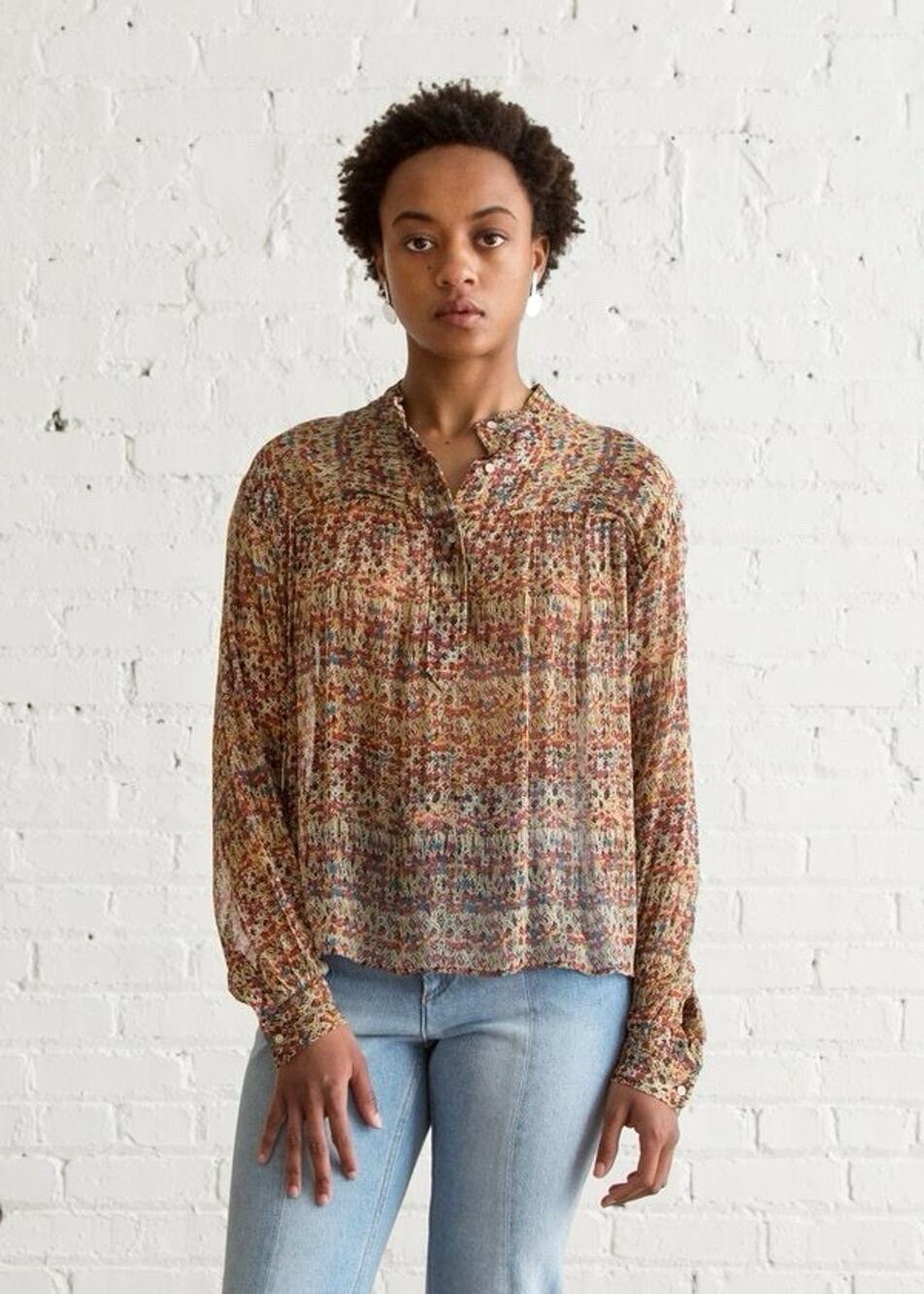 ISABEL MARANT Emana Top Multicolor Silk Blouse size 34 XS